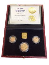 G.B. - Elizabeth II three coin gold proof set 1997 to include £2, Sovereign & Half Sovereign (N.B. C