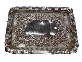 Huddersfield interest- Late Victorian silver dressing table tray with engraved depiction of the Elec