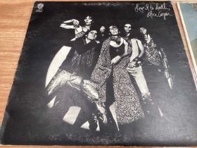 Selection of LP records including 1971 release by Alice Cooper - Love it to death, (Warner K46177 St