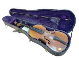Early 20th century Violin with makers labels 'Lutherie Vosgienne, Paris',& ' Le Ciceron', in case wi