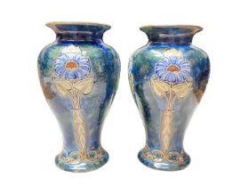 Pair of Royal Doulton Art Nouveau pottery vases