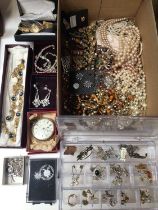 Group of costume jewellery and bijouterie including a silver cased pocket watch, Egyptian silver pen