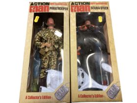 Action Man 50th Anniversary Scuba Diver &/Paratrooper, both boxed, plus Scorpian Tank & Jeep with d