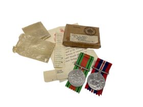 Second World War Defence and War medals in box of issue, named to FLT/LT. A. Daniel, 57 Broad Road,