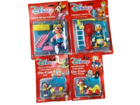 Arco Toys collectible diecast vehicles with characters, on card with bubblepack, plus other Disney i