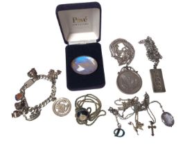 Silver ingot pendant on chain, American one dollar in silver pendant mount on chain, silver mounted