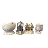 Victorian ceramic spoon warmer, cottage pastel burner and decorative china