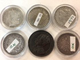 U.S. - Carson City Mint silver Dollars to include 1878 GF, 1882 GF-AVF, 1883 GVF, 1884 GVF, 1891 GVF