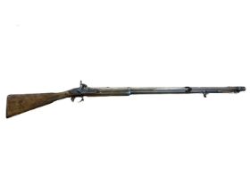 Victorian two band Enfield military musket, Indian issued, together with a socket bayonet.