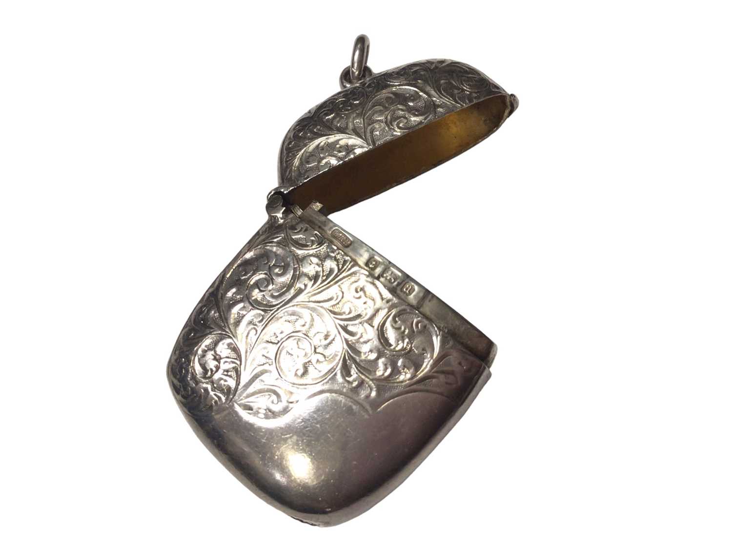Late Victorian silver heart shaped scent bottle with engraved foliate decoration by Sampson Mordan, - Image 7 of 7