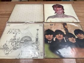 Box of LPs, including Beatles, David Bowie, Pink Floyd, Pixies, etc