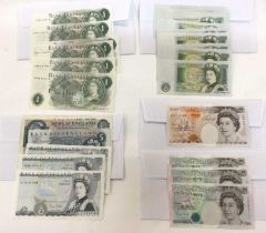 G.B. - Mixed banknotes to include £10 Kentfield prefix A54 A. UNC, £5's Gill prefix's C01 x 2 notes