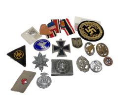 Nazi Infantry belt buckle and lot Nazi badges and militaria (some modern copies).