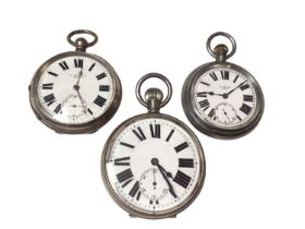 Edwardian silver cased pocket watch by N. Barrett Leeds, together with a plated Elgin pocket watch a