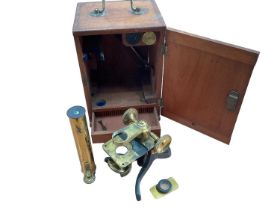 Edwardian mahogany cased microscope