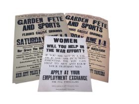 Three Original Second World War Posters- 'Women Will You Help in The War Effort?' and In Aid of Roxb