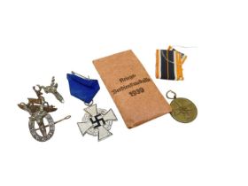 Nazi German Faithful Service Decoration (25 years), together with paper envelope, a Nazi War Merit m