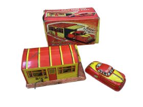 Tinplate selection including Automatic Alarm Squad Car with siren, in original box, Police Chief & F
