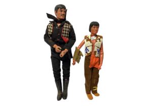 Marx Toys (1970s) Lone Ranger Rides Again action figure, Butch Cassidy & Indians, plus Lone Ranger b