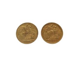 G.B. - Gold Sovereigns Edward VII 1908 AVF & 1909 VF (2 coins)