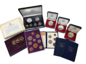 World - Mixed coinage to include G.B. silver proof Crowns 1977 x 3, British Virgin Islands seven coi
