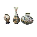 Three Moorcroft bramble pattern vases