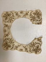 Selection of lace items including collars and cuffs, bobbin lace, blonde lace , metallic thread lace