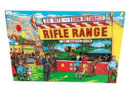 Vintage Fairground / arcade game Perspex sign- Rifle Range, 20 shots, 73 x 48cm