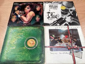 Vintage case of LP records including Alice Cooper, Doors, Elton John, Genesis, Jean Michel, Jarre an