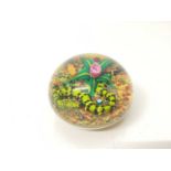 William Manson Snr signed glass paperweight, W.M cane, dated 2012, snake with flower