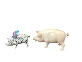 Two Herend porcelain pigs