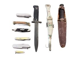 American M1 bayonet and lot knives and pocket knives