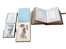 Victorian photograph album and two albums of drawings