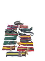 Collection of British military stable belts to include The Kings Regiment and others (16)
