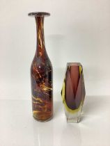 Medina Art glass bottle flask and Murano tinted vase (2)