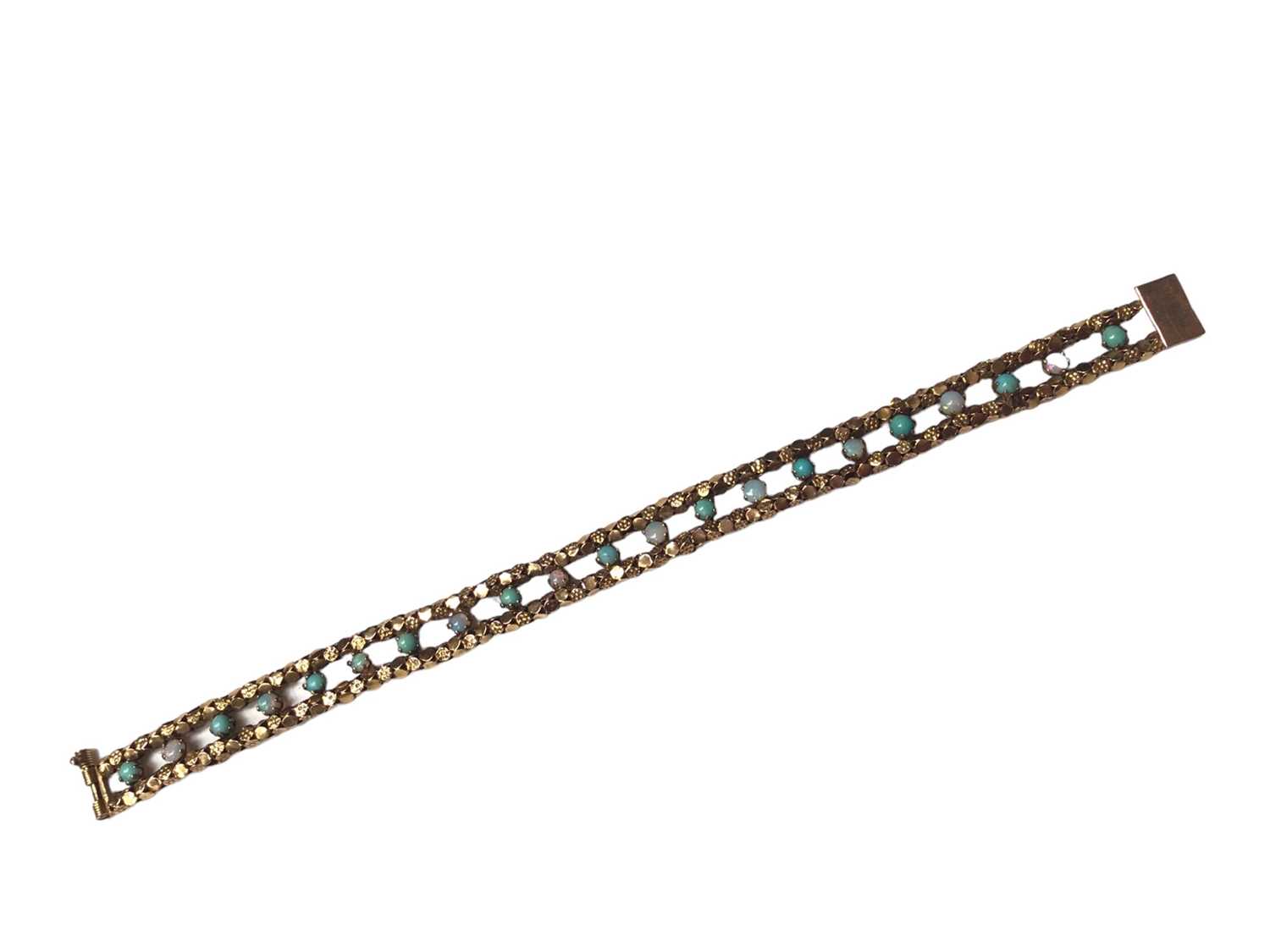 14ct gold opal and turquoise cabochon bracelet - Image 2 of 3