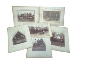 Collection of five late 19th century Essex Regiment photographs, some with annotations.