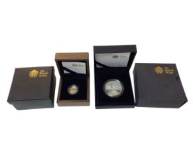 G.B. - Royal Mint gold proof Tenth Ounce Britannia 2009 and silver proof Piedfort £5