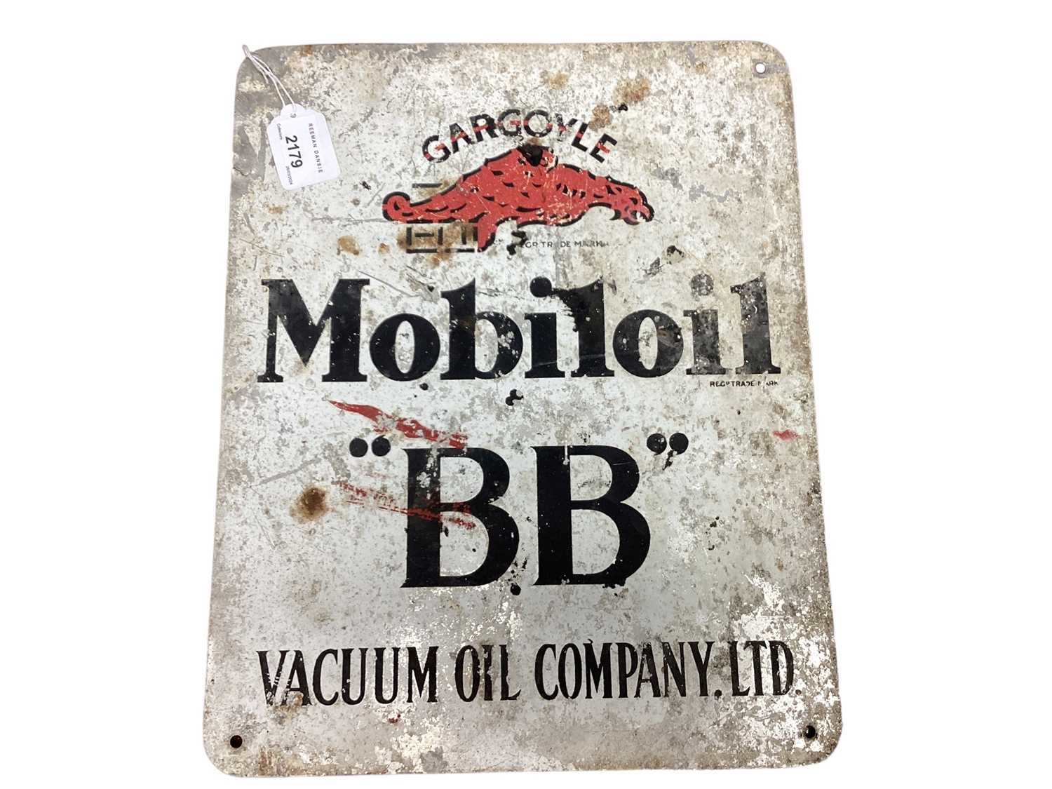 Original 'Gargoyle Mobiloil "BB"' Vacuum Oil Company Ltd' metal sign, 38 x 30.5cm