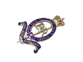 Royal Horse Artillery gold and enamel brooch
