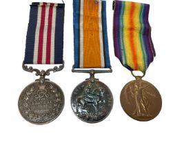 First World War Military Medal (M.M.) Gallantry trio comprising M.M. named to 78092 PTE. H. Outen. 2
