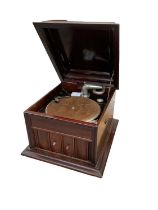 The Celeste - mahogany cased gramophone with group of records