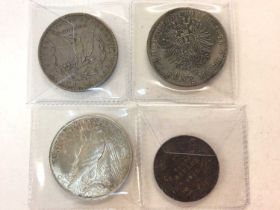 World - Mixed silver coins to include U.S. Dollars 1900 O VF, 1923 UNC, Prussia 5 Marks 1876A AVF &