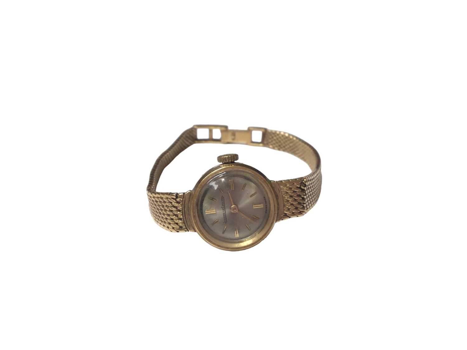 18ct gold Jaeger Le Coultre ladies wristwatch on an 18ct gold integral bracelet