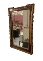 George I style walnut wall mirror, with bevelled plate in kit-kat style frame with ornamental carved