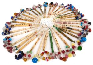 Good collection of thirty-five turned bone lace bobbins