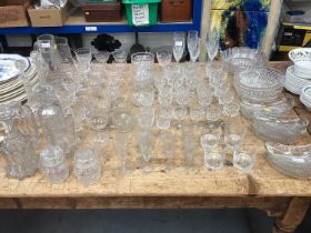Collection of Victorian and later glassware including Champagne coupes,cut glass table service , cut