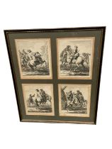 Georg Philipp I Rugendas (1666-1742) set of four copper engravings, each 16 x 14cm framed together,