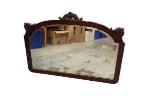 Edwardian mahogany framed wall mirror with bevelled plate, 75cm wide,52.5cm high