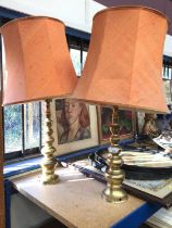 Pair of brass table lamps